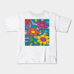 Retro Floral Art Kids T-Shirt